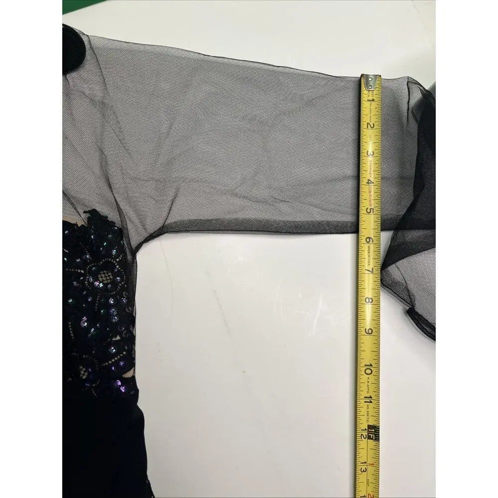 1940’s BENHAM Original Mesh Sleeve Sequined Bodice Evening or Cocktail Dress